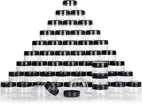 ZIQI 100 recipientes vacíos de muestra, tarros transparentes de 0.71 onzas con tapas, tarros de maquillaje de plástico para cosméticos, crema,