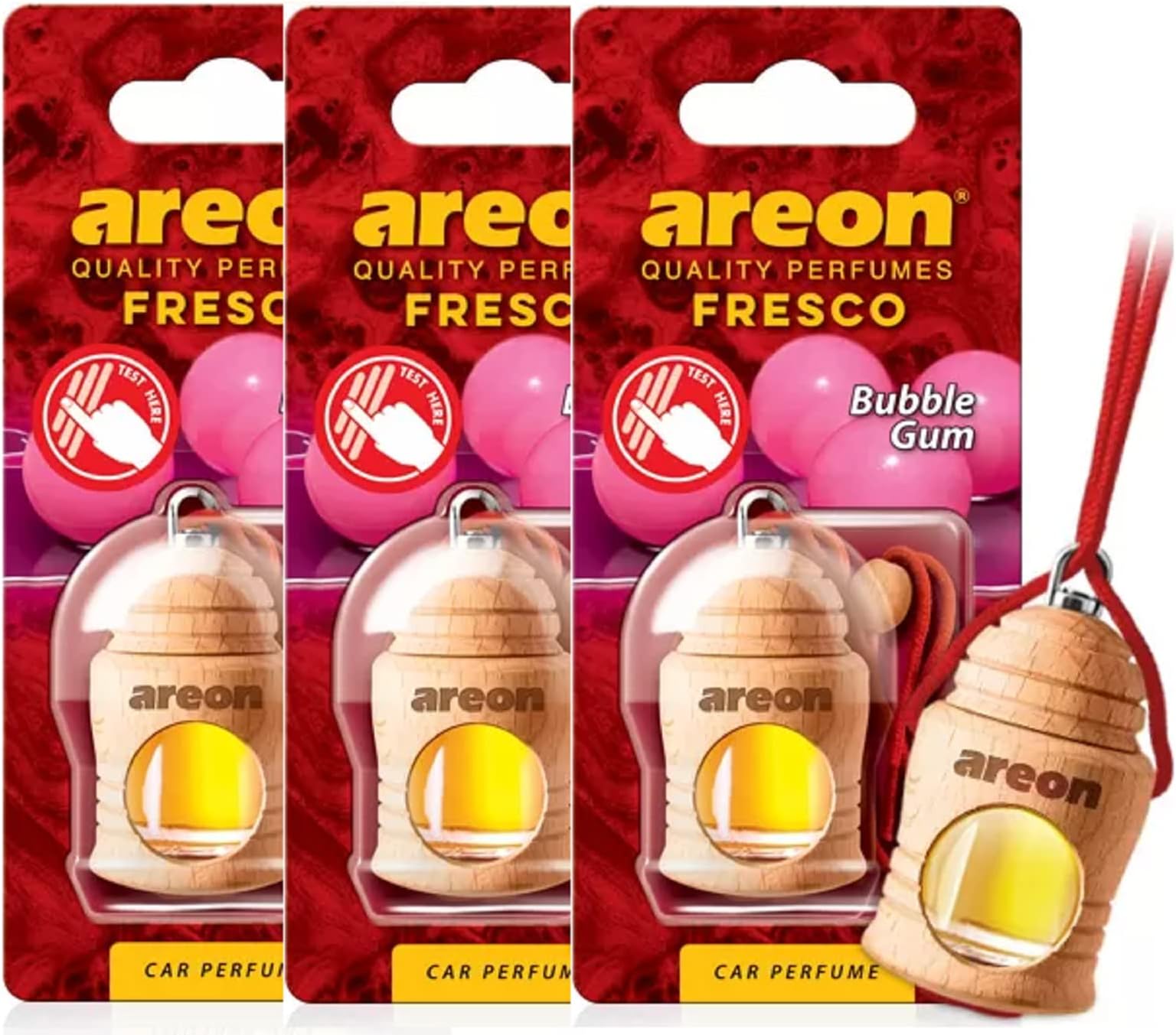 Areon Fresco Car Bubble Gum Aroma Perfume Tree Air Freshener HOME OFFICE (Pack of 3)