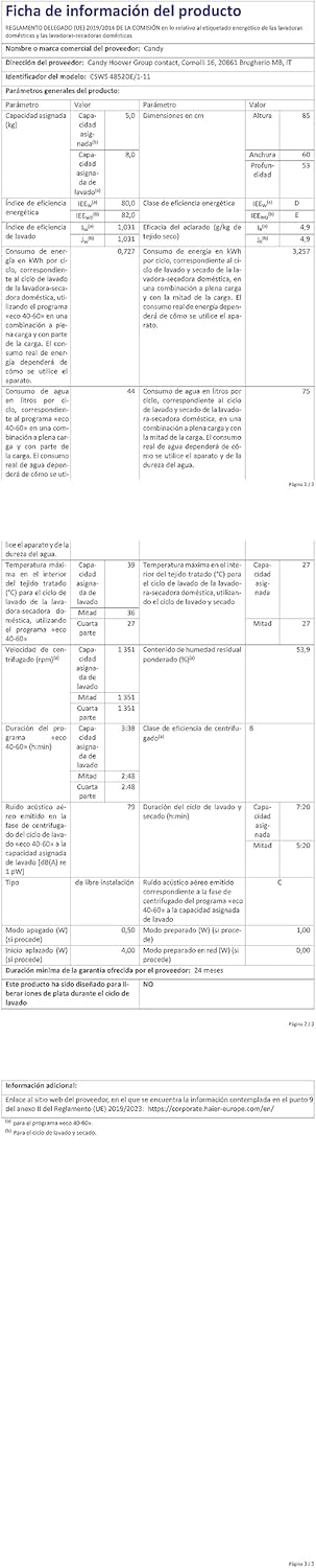 Candy Smart CSWS 4852DE/1-11 Lavasciuga, 8+5 Kg, 1400 Giri, Connettività NFC, Opzione Vapore, Rilevatore Kg, Classe D, 60x53x85 cm, Bianco Candy Smart CSWS 4852DE/1-11 Lavasciuga, 8+5 Kg, 1400 Giri, Connettività NFC, Opzione Vapore, Rilevatore Kg, Classe D, 60x53x85 cm, Bianco