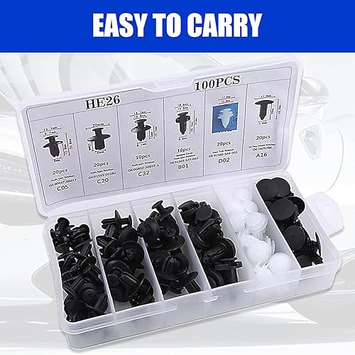 Miniatura 6 de UGSHY Paquete de 100 clips de remache para sujetadores de empuje, kit de repuesto de remaches de nailon de 0.248 in, 0.315 in, 0.354 in y 0.394 in,