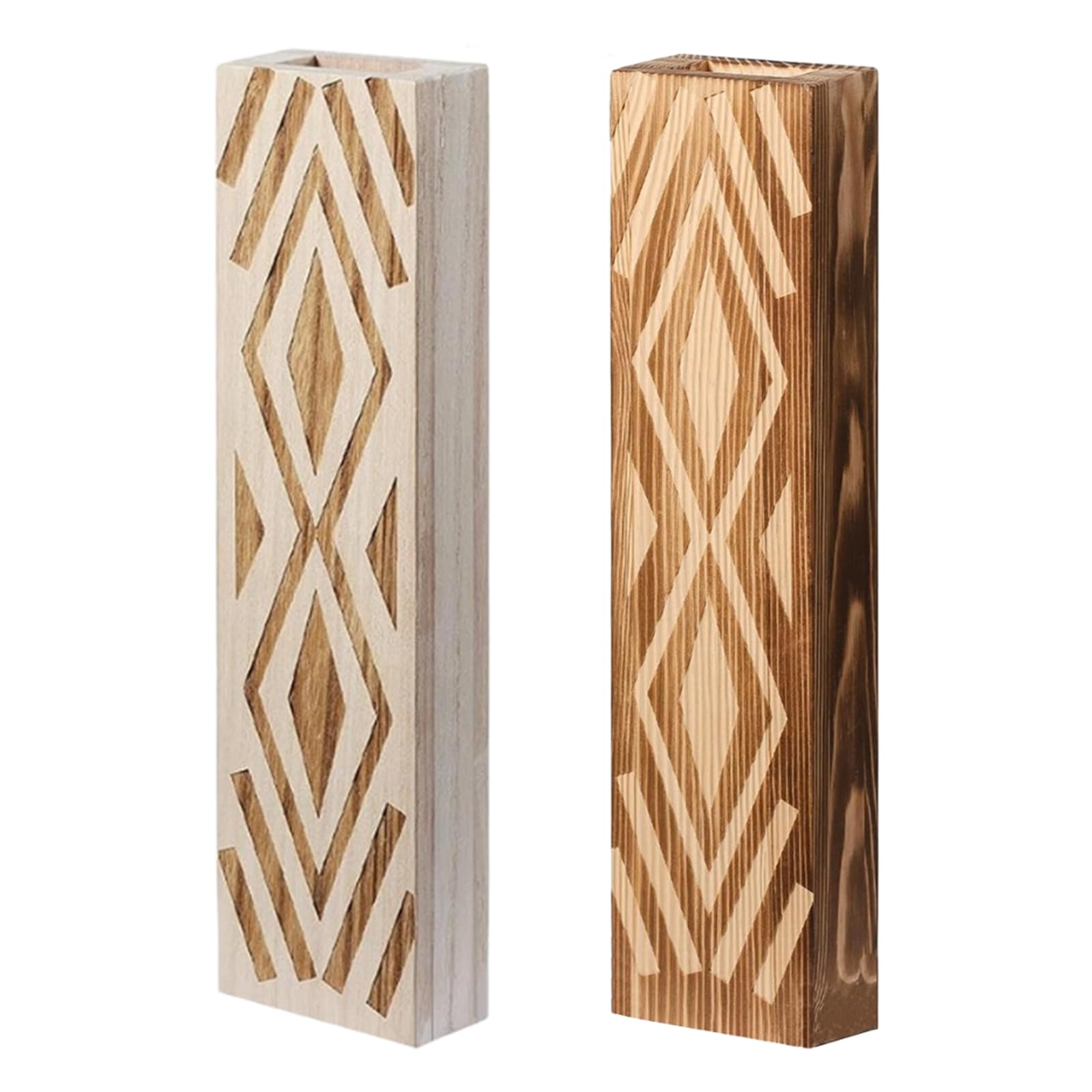 Tsophreniq Handcrafted Wood Wall Hanging Planter Modern Farmhouses Styles Geometric Pattern Flower Vases Indoor Plant Display Wall Mounted Wooden Vases
