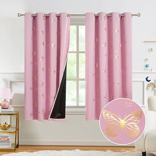 Miniatura 8 de Jubilantex Cortinas opacas de mariposa plateadas blancas metálicas de 63 pulgadas de largo para dormitorio, guardería, cortinas de ventana con 08#