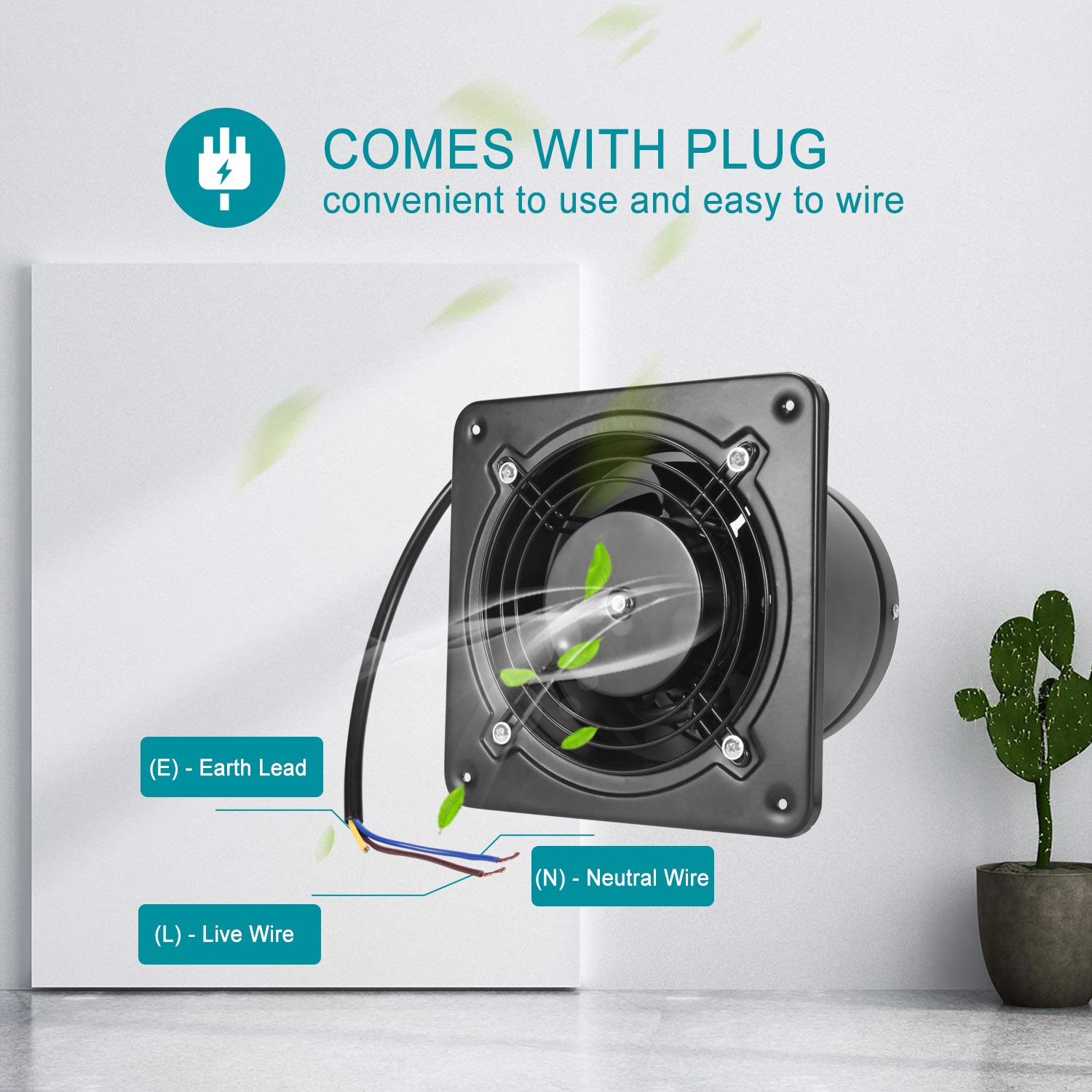 HG POWER 6 Inch Exhaust Fan, 308CFM Through Wall Fan Bathroom Extractor