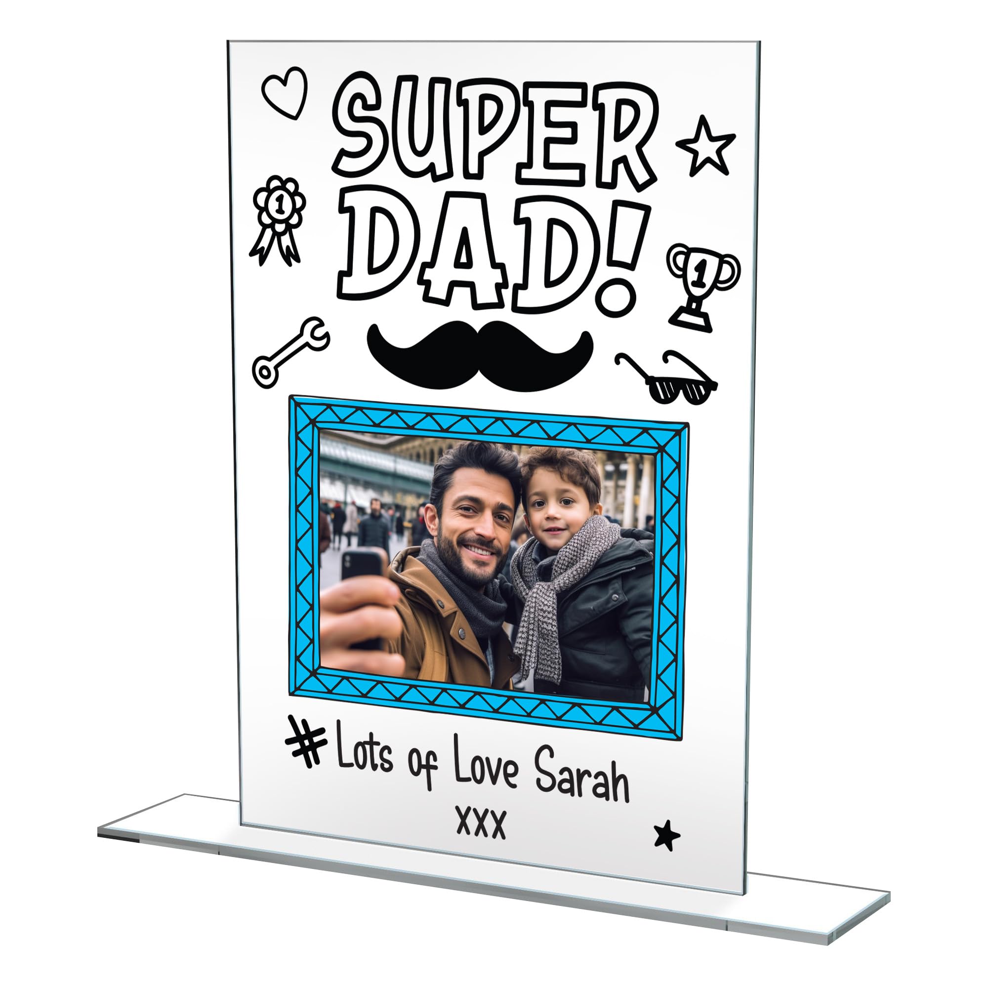 Personalised Gifts For Dad Acrylic Photo Plaque Presents Fathers Day Daddy Gifts From Daughter Son (Super Dad)