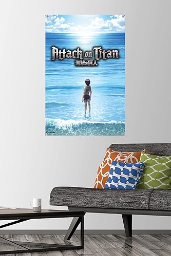 Miniatura 2 de Trends International Attack on Titan Season 3 - Póster de pared del océano, 22.375 x 34 pulgadas, paquete de póster premium y pin de empuje
