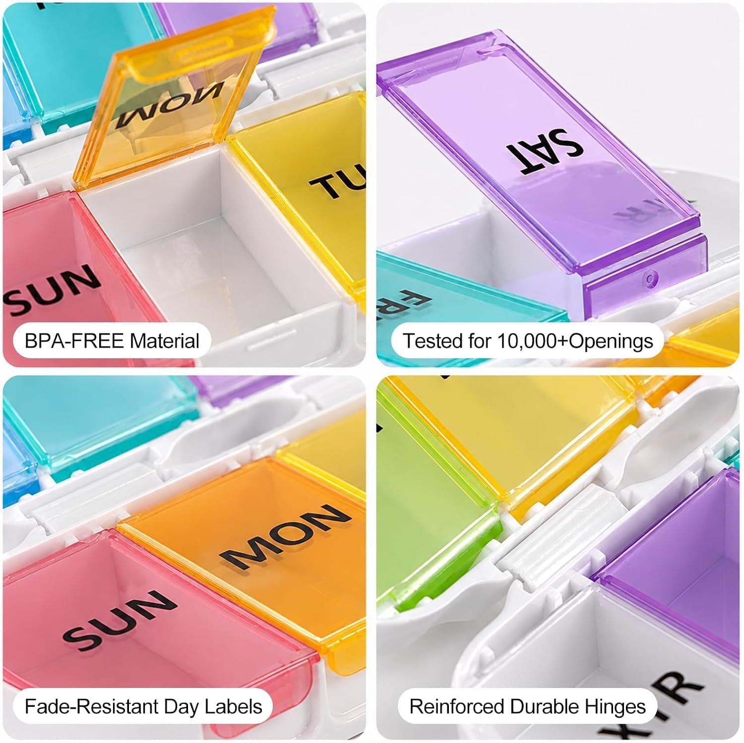 Pill Organizer Large, Weekly Medicine Pill Organizers, 7 Day Pills Box Case