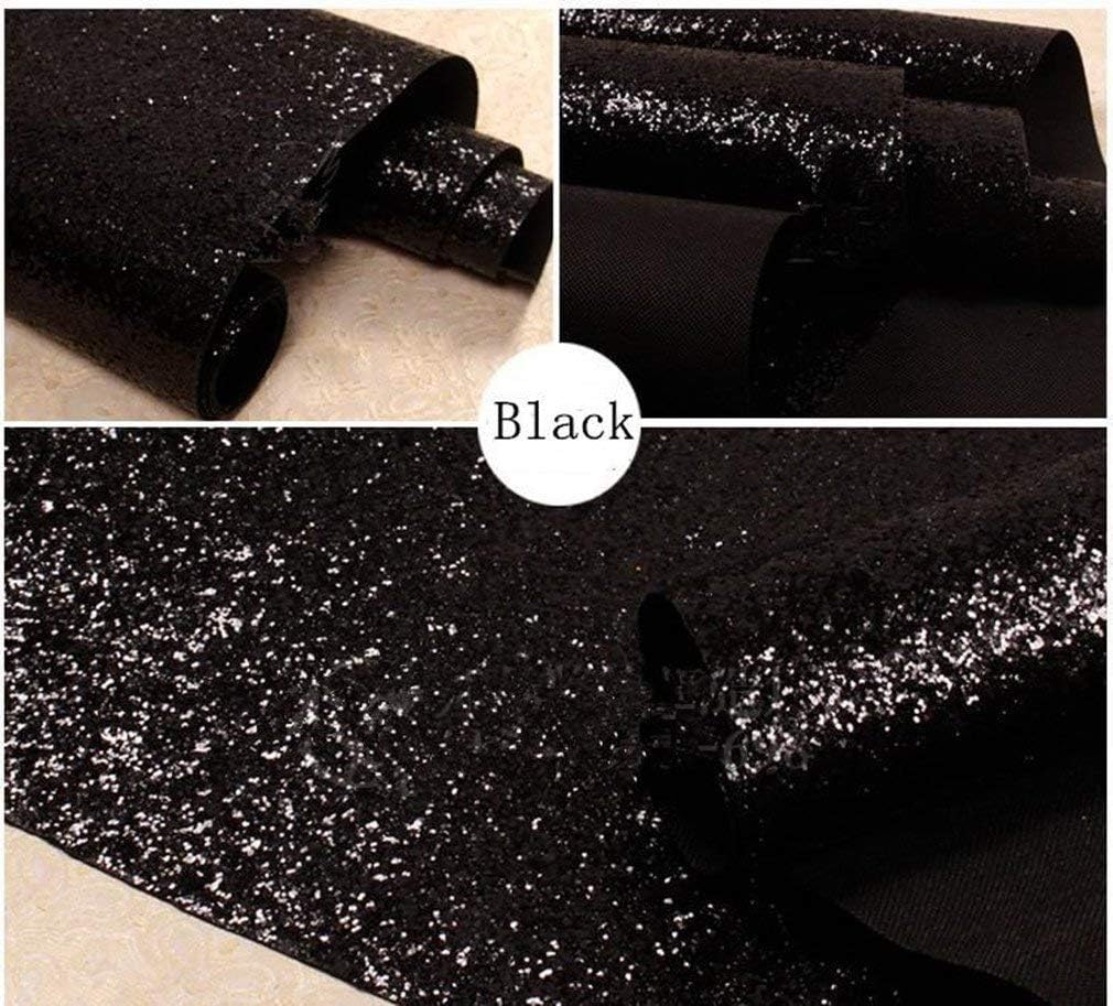 Self Adhesive Black Chunky Glitter Wallpaper, Sparkle Glitter Wallpaper for Wall (17.4in x 16.4ft, Black)