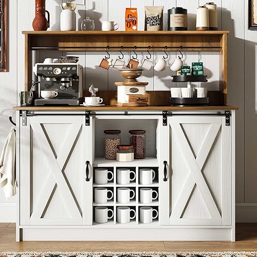 Farmhouse Coffee Bar Cabinet 47 Inch