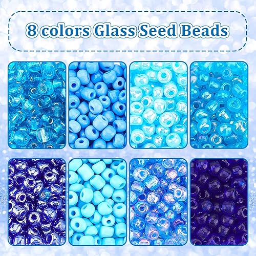 Miniatura 4 de PandaHall Elite mostacillas redondas multicolor surtidas de 4mm con caja contenedora paquete económico 1440 piezas aprox Mezcla 60 transparente Azul