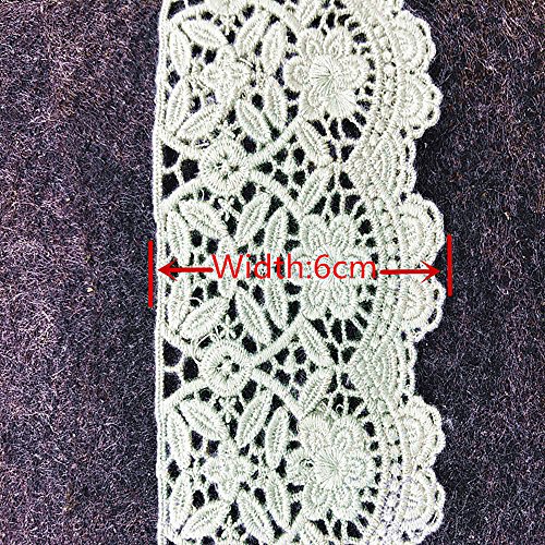 6Cm Width Europe Flower Pattern Inelastic Embroidery Trims,Curtain Tablecloth Slipcover Bridal Diy Clothing/Accessories.(4 Yards In One Package)(Light Green) #TOP2