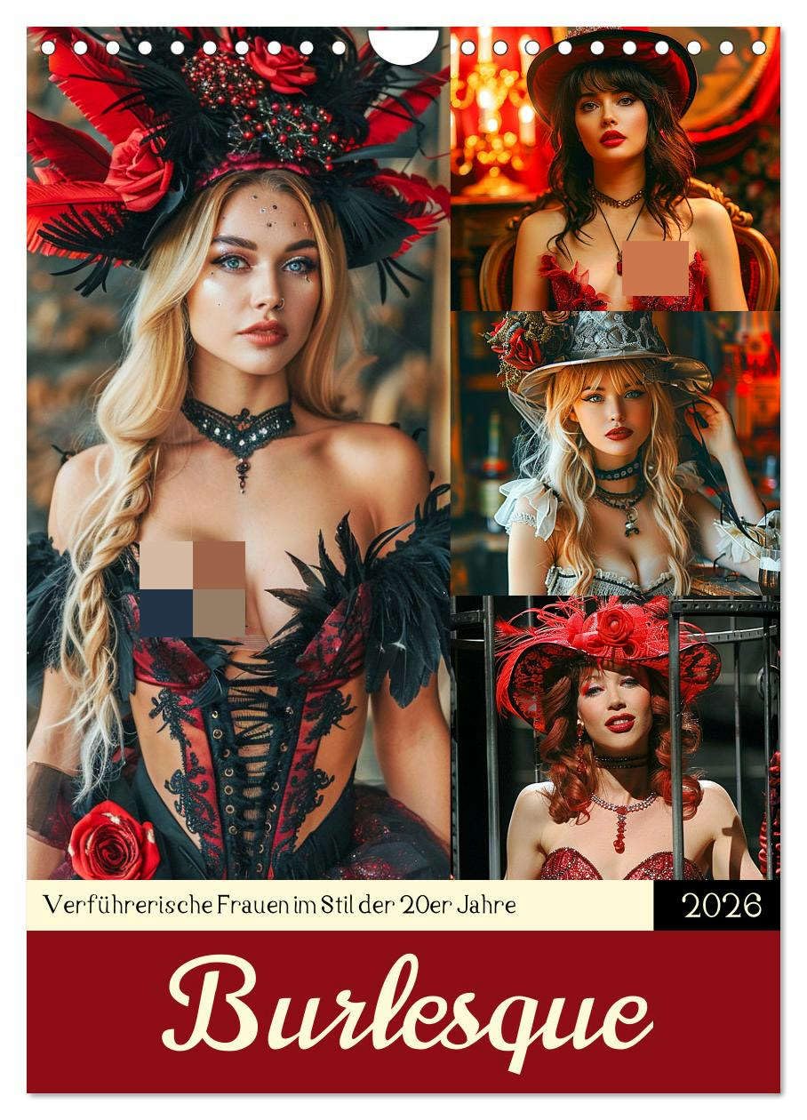 Burlesque. Seductive women in the style of the 20s UK-Version (Wall Calendar 2026 DIN A4 Portrait), CALVENDO 12 Month Wall Calendar — image 1