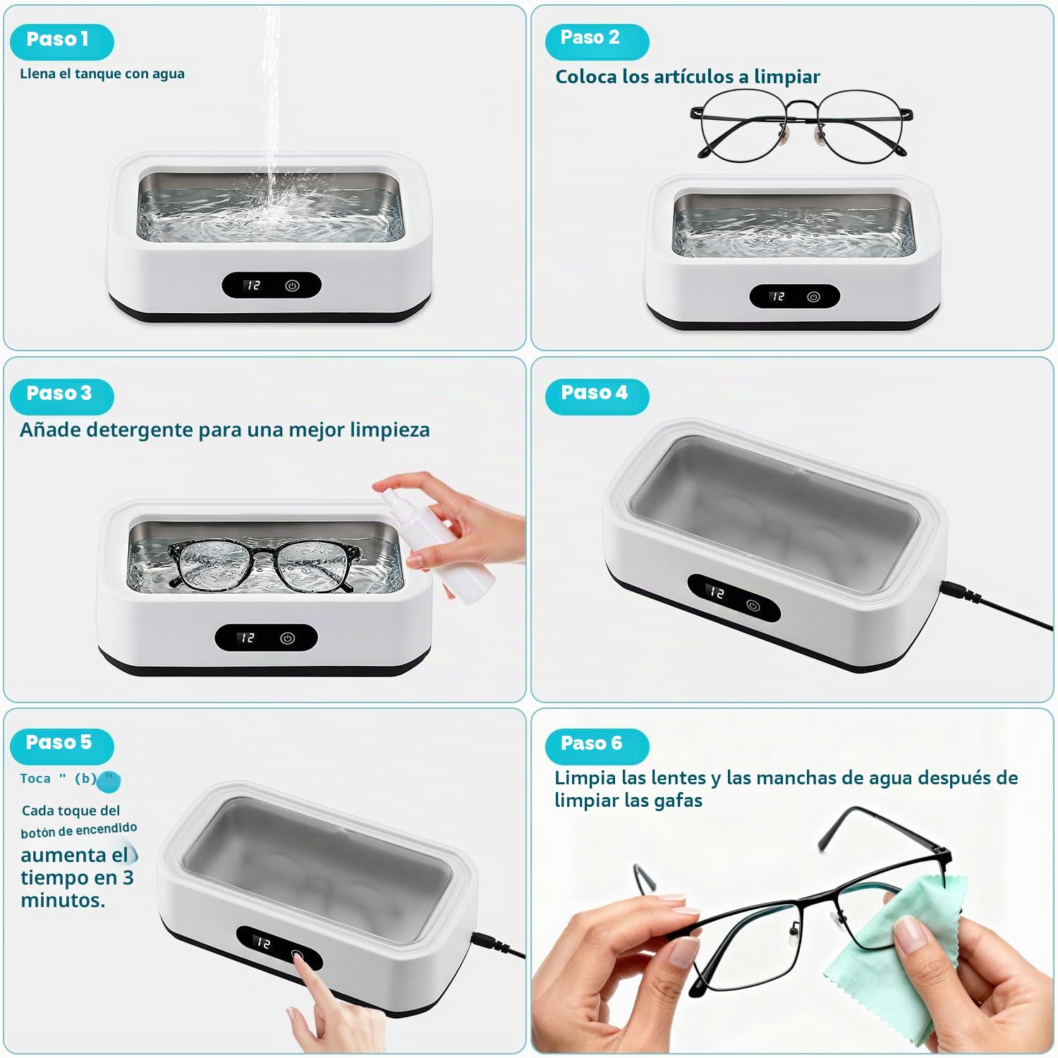 Limpiador Ultrasonidos 650ML Limpiador Ultrasonidos 45K Hz, Limpiador Ultrasónico con 5 Modos de Tiempo y Pantalla Digital, Maquina Ultrasonidos Limpieza para Gafas, Joyas, Relojes