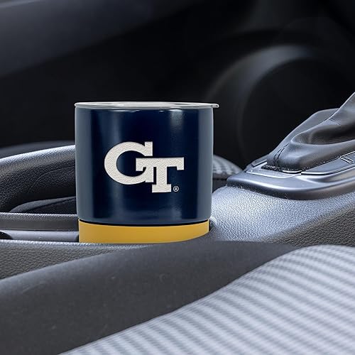 Miniatura 312 de Rico Industries NCAA Miami of Ohio Redhawks - Vaso de cerámica de 16 onzas con agarre de silicona, grabado láser profundo, diseño de color negro