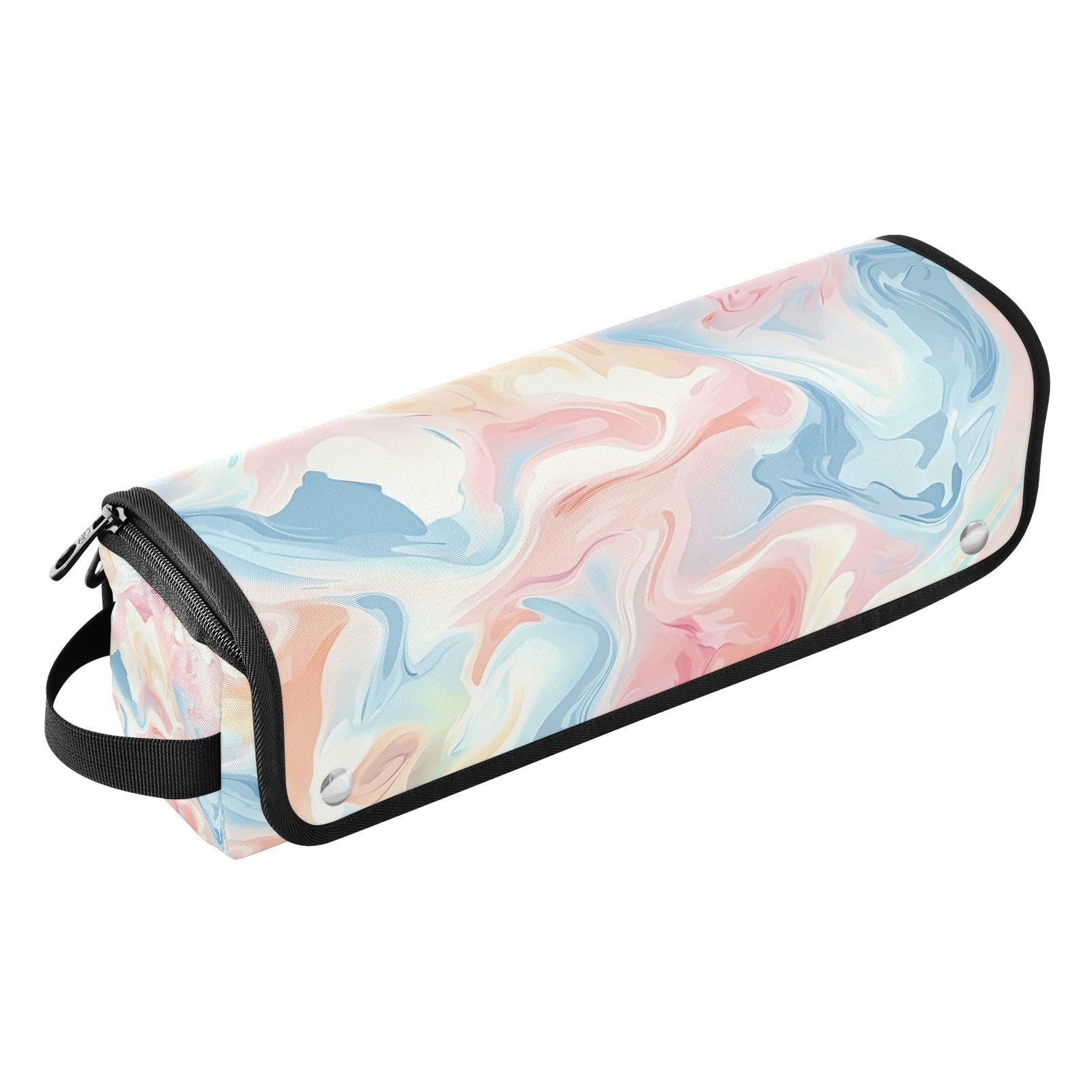 Light Color Marble Hair Tools Travel Bag Portable Hair Accessory Organizer with Heat Resistant Mat 2 in 1
