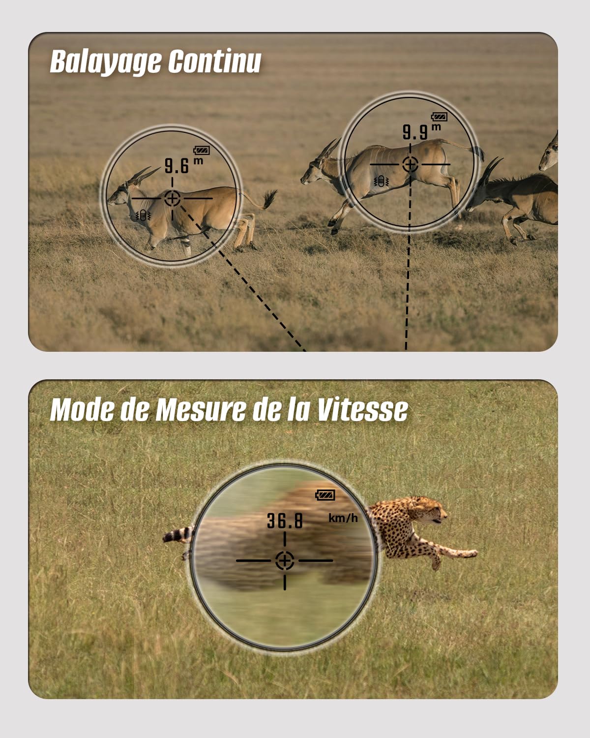 Télémètre Chasse/Golf, Inkerma 1000/1200M Télémètre de Chasse Rechargeable avec Grossissement 6X, Écran LCD, Angle/Compensation de Pente/Unit Switch/Vitesse/Scan Fonctionnel (Hunter-E)