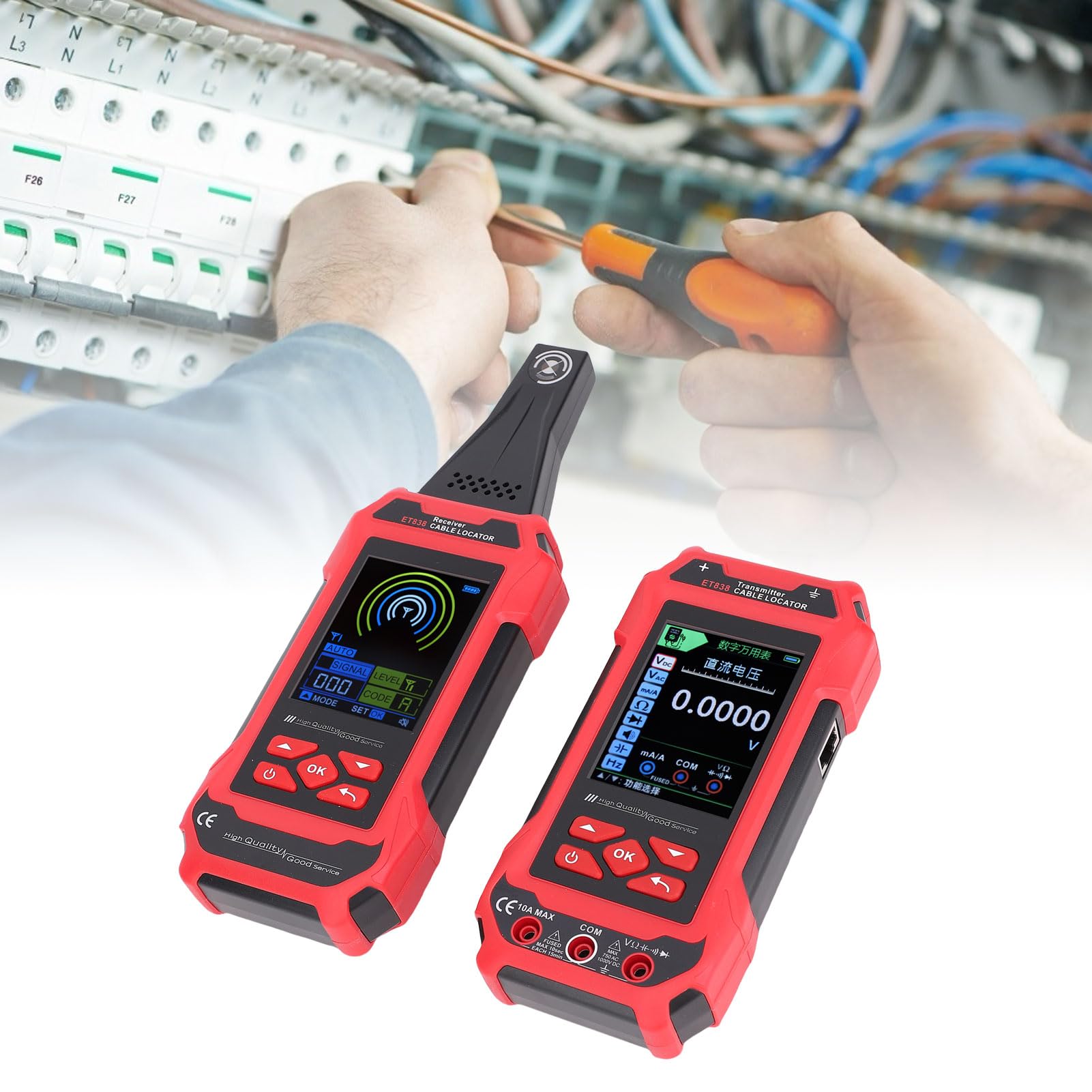 PolyGen Wire Tracker for Walls and Underground with 125kHz Transmitter, 10-400V AC/DC Live Wire Tracing, Breakpoint Finder, and 60000 Counts Digital Multimeter