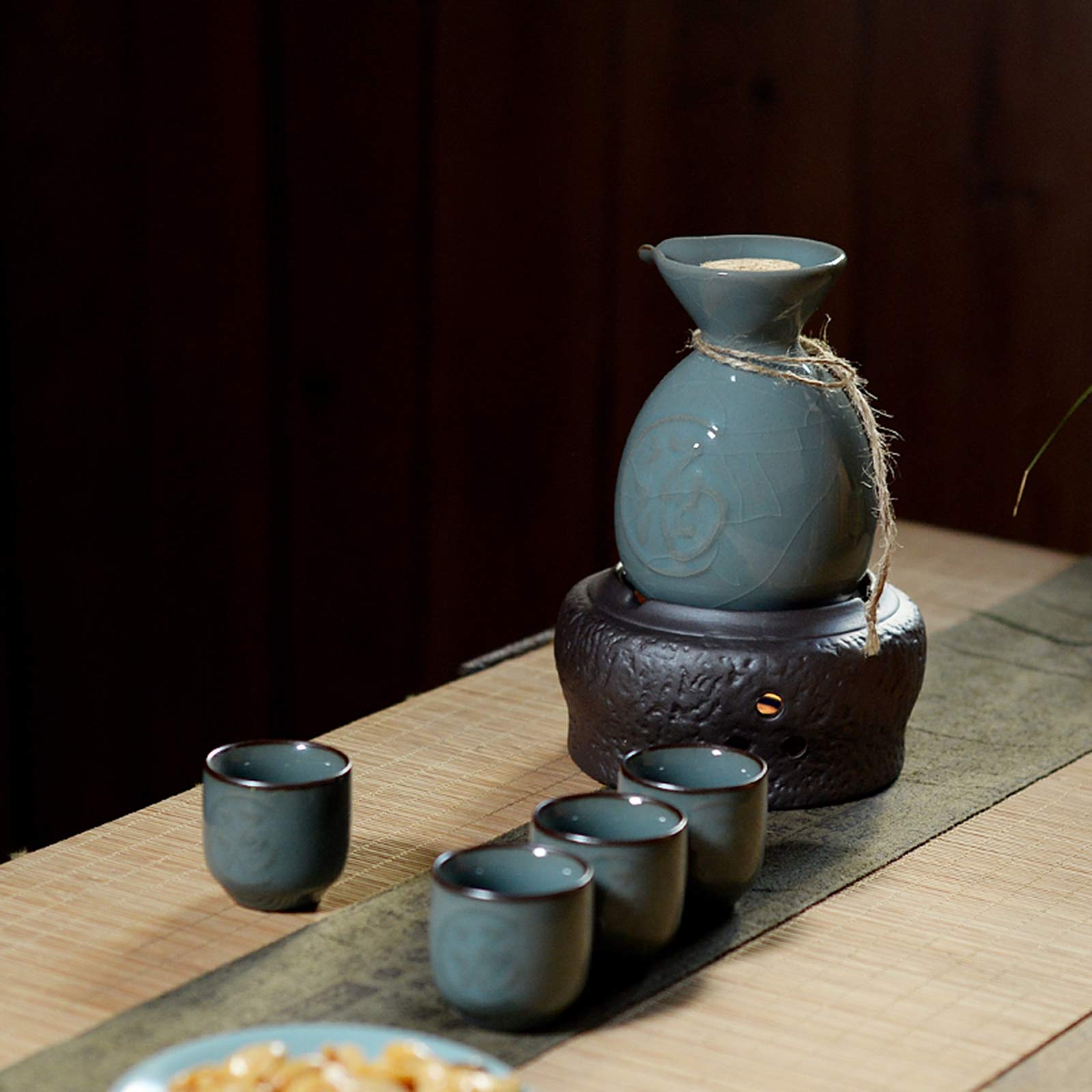 Tasse à saké Traditionnelle, Verres à vin en céramique, Ensemble de 6 Tasses à saké en céramique, Facile à Utiliser, Convient aux Amateurs de Culture, Artisanat Traditionnel (Une c