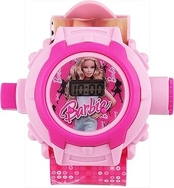 SQUIRRO Girls Digital Watch Kids Barbie Projector Watch 24 Images (Pink Dial Pink Colored Strap)
