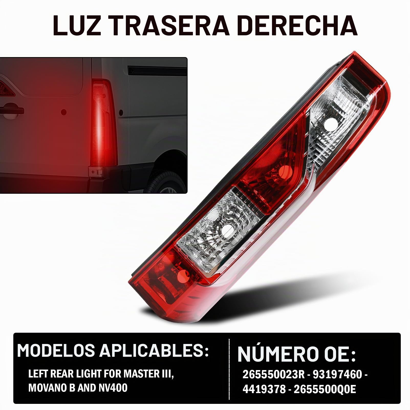 Piloto Trasero Derecha para Renault Master 3 Nissan NV400 Movano B ab 2010