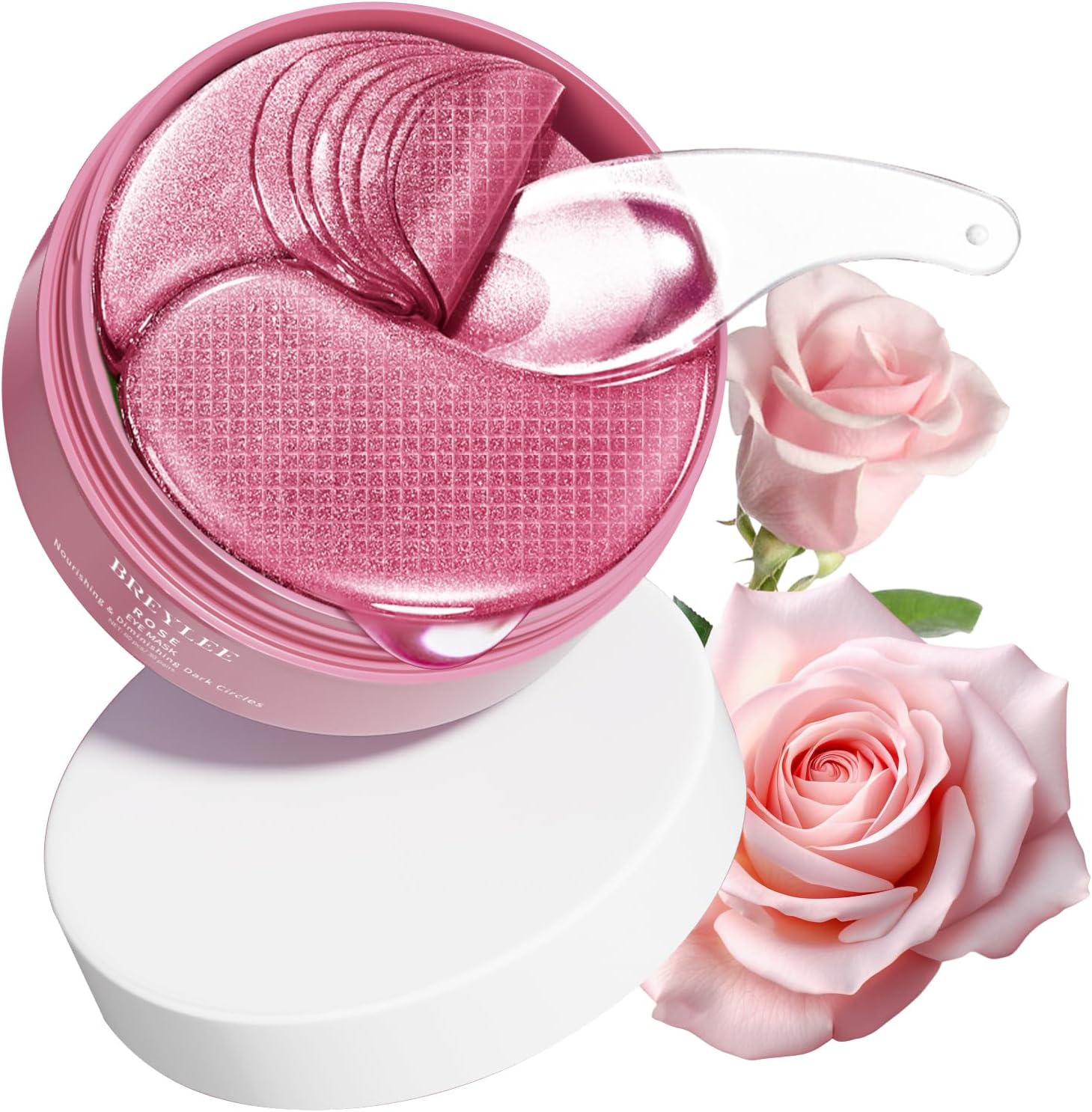 Pink Rose Eye Mask– 60 Pcs - Puffy Eyes and Dark Circles Treatments – Look Younger and Reduce Wrinkles and Fine Lines Undereye, Improve and Firm eye Skin - Pure Natural Material Extraction
