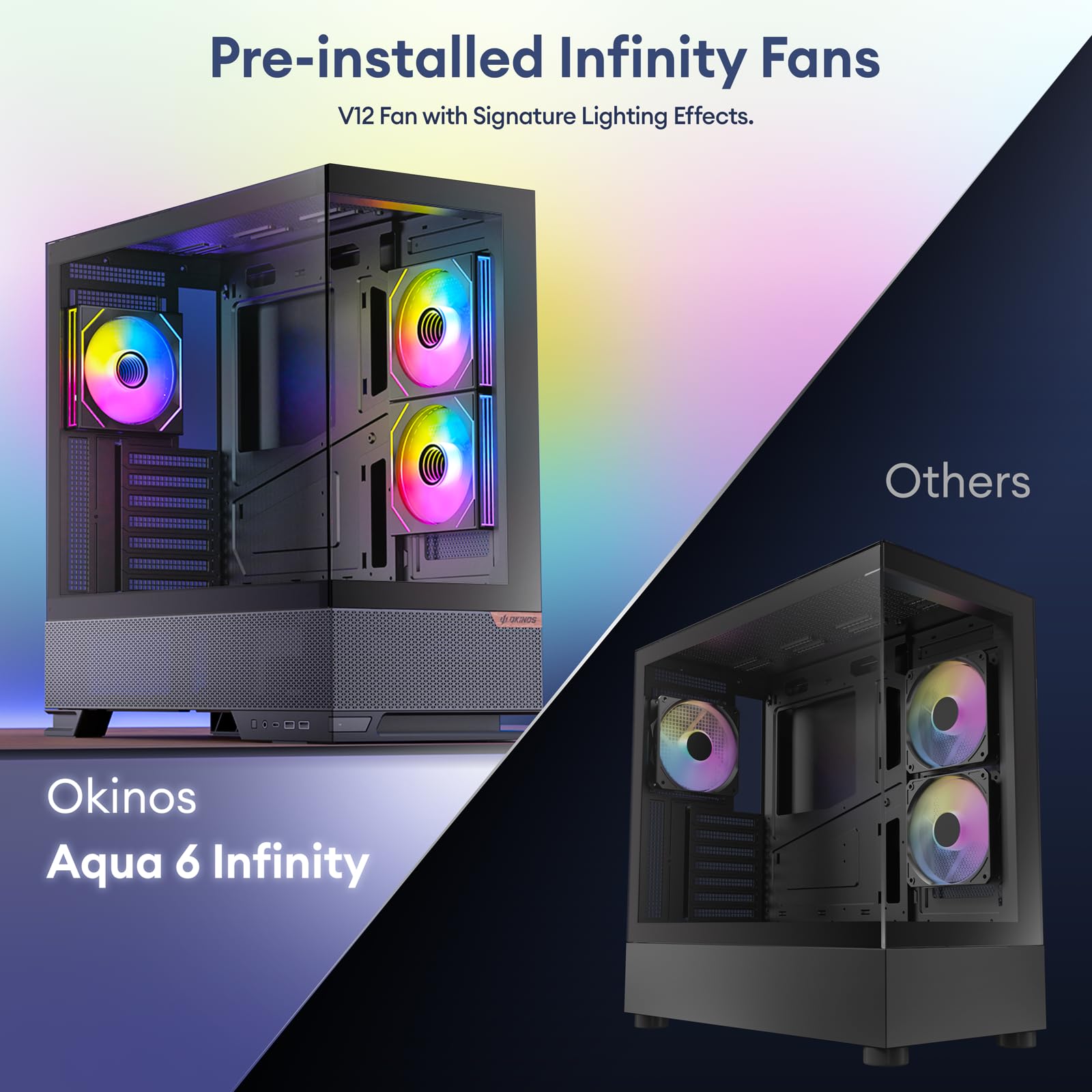 Amazon | Okinos PCケース Aqua 6 Infinity ブラック ARGBファン3個を