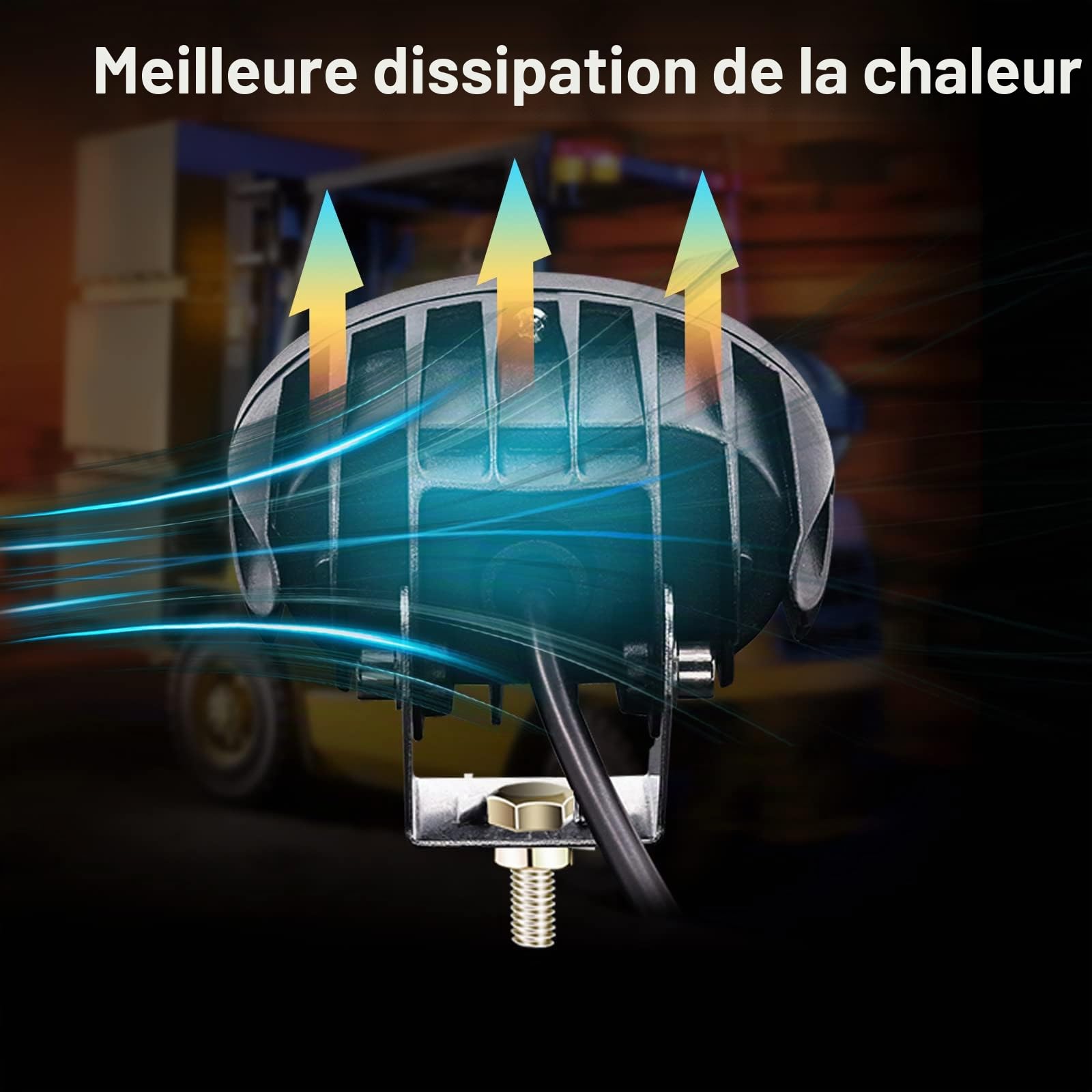 Phare Additionnel Moto LED Bleu 20W - Lampe Avant Ronde Pour Chariot Élévateur, Camion Tout-Terrain, Tracteur - Feux Brouillard 12V/24V - 2 Pièces