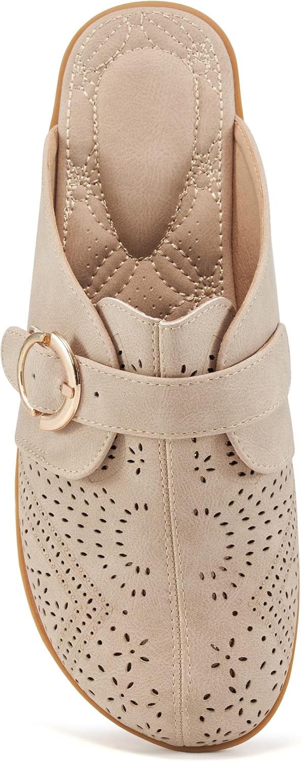 Mules for Women Flats Comfortable: Slip on Womens Mule Shoes Round Toe Backless Loafers Slides