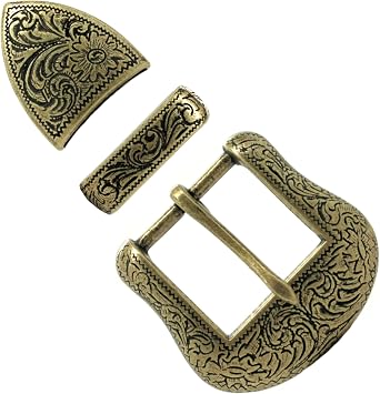 Stecksstore 3 Piece Buckle Set Antique Brass for 1-1/2" Belts 7250-09