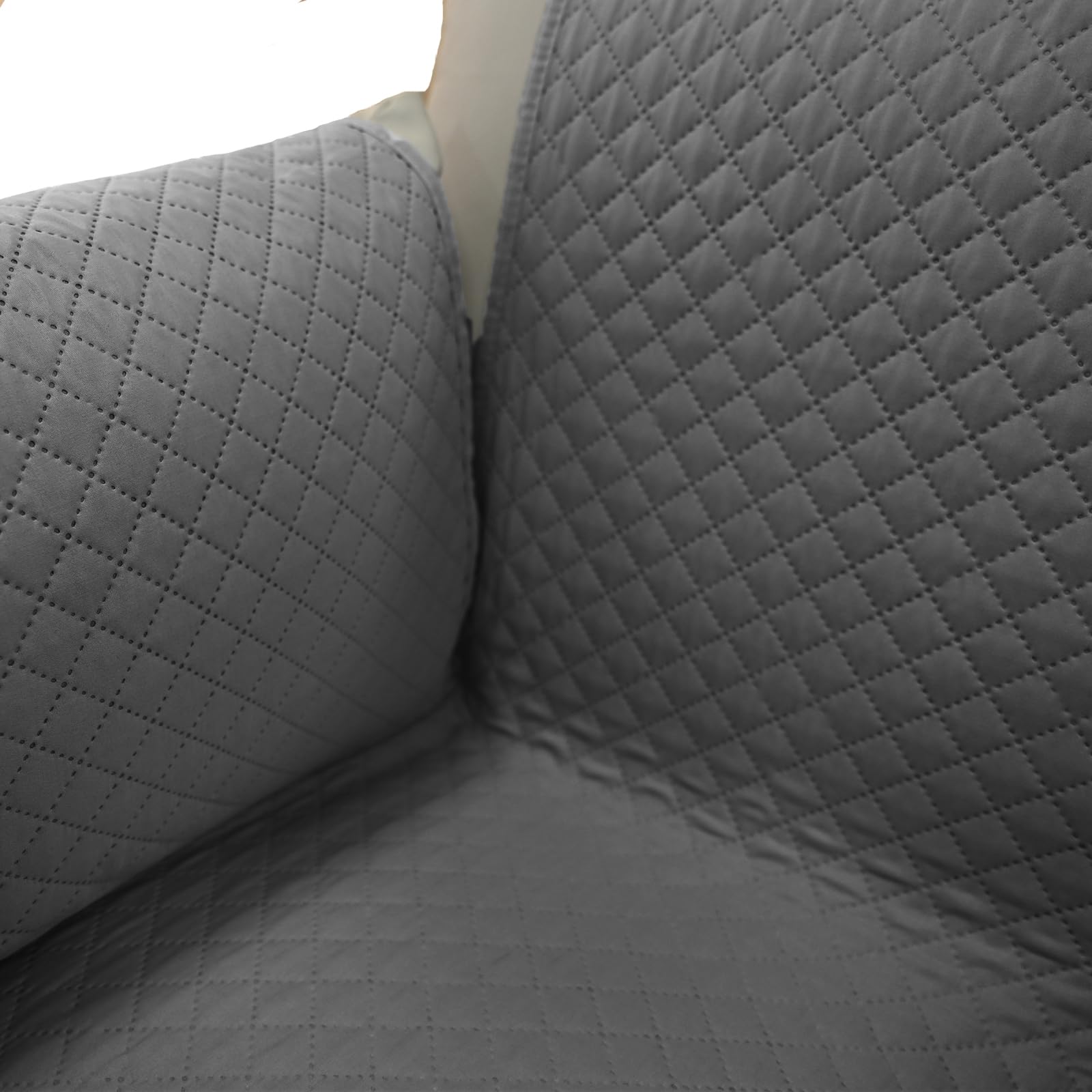 DALINA Funda de Sofá Chaise Longue Derecha (2m de Ancho Total) Impermeable y Antideslizante, Cubre Sofá Ajustable con Bolsillos, Apto para Mascotas, Resistente al Desgaste, Lavable - Gris Oscuro