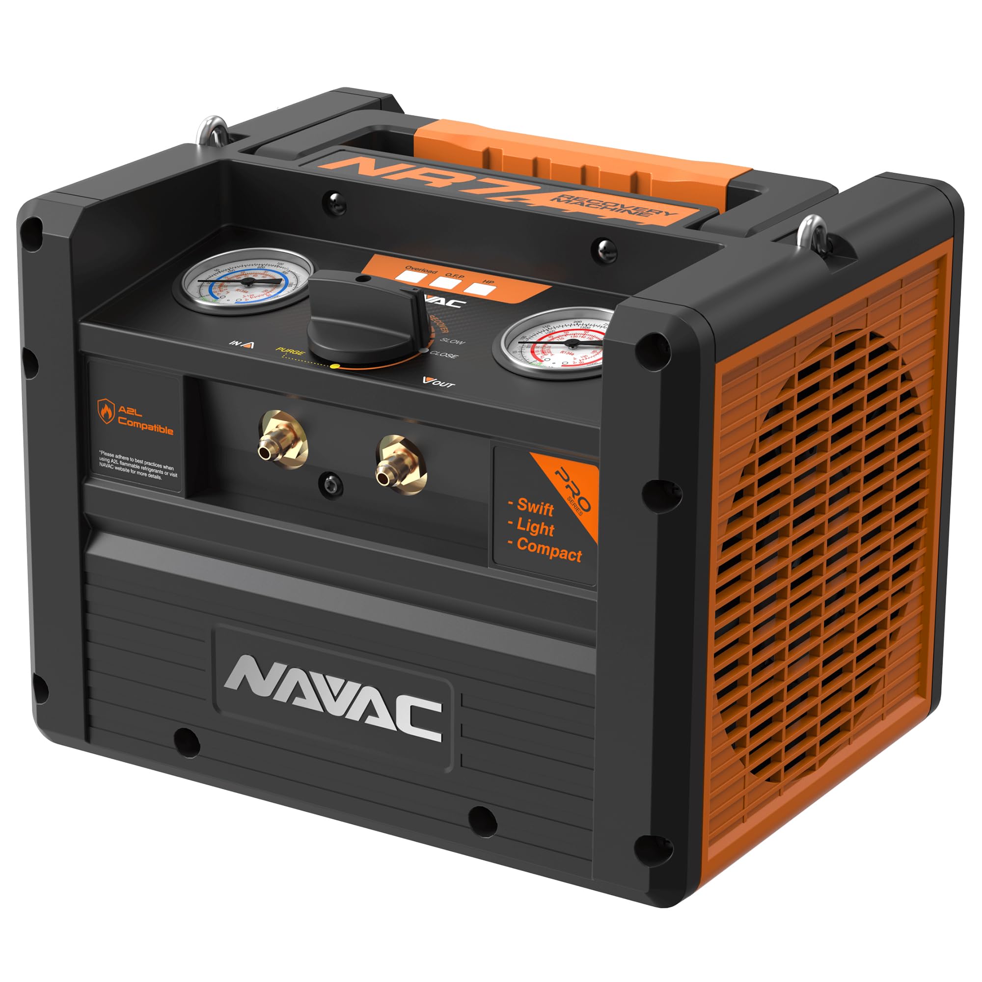 NAVAC NR7 Recovery Unit - Refrigerant Recovery Machine for HVAC System - Twin Cylinder - Brushless DC Motor - Oil-Free Compressor - A2L Compatible