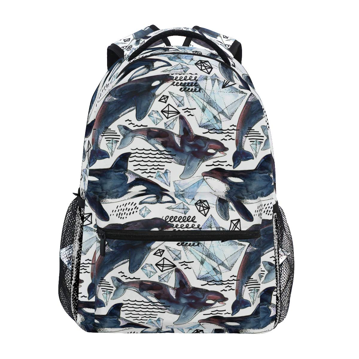 AUUXVASea Animal Killer Whale Backpack College School Book Shoulder Bag Travel Daypack for Boys Girls Man Woman