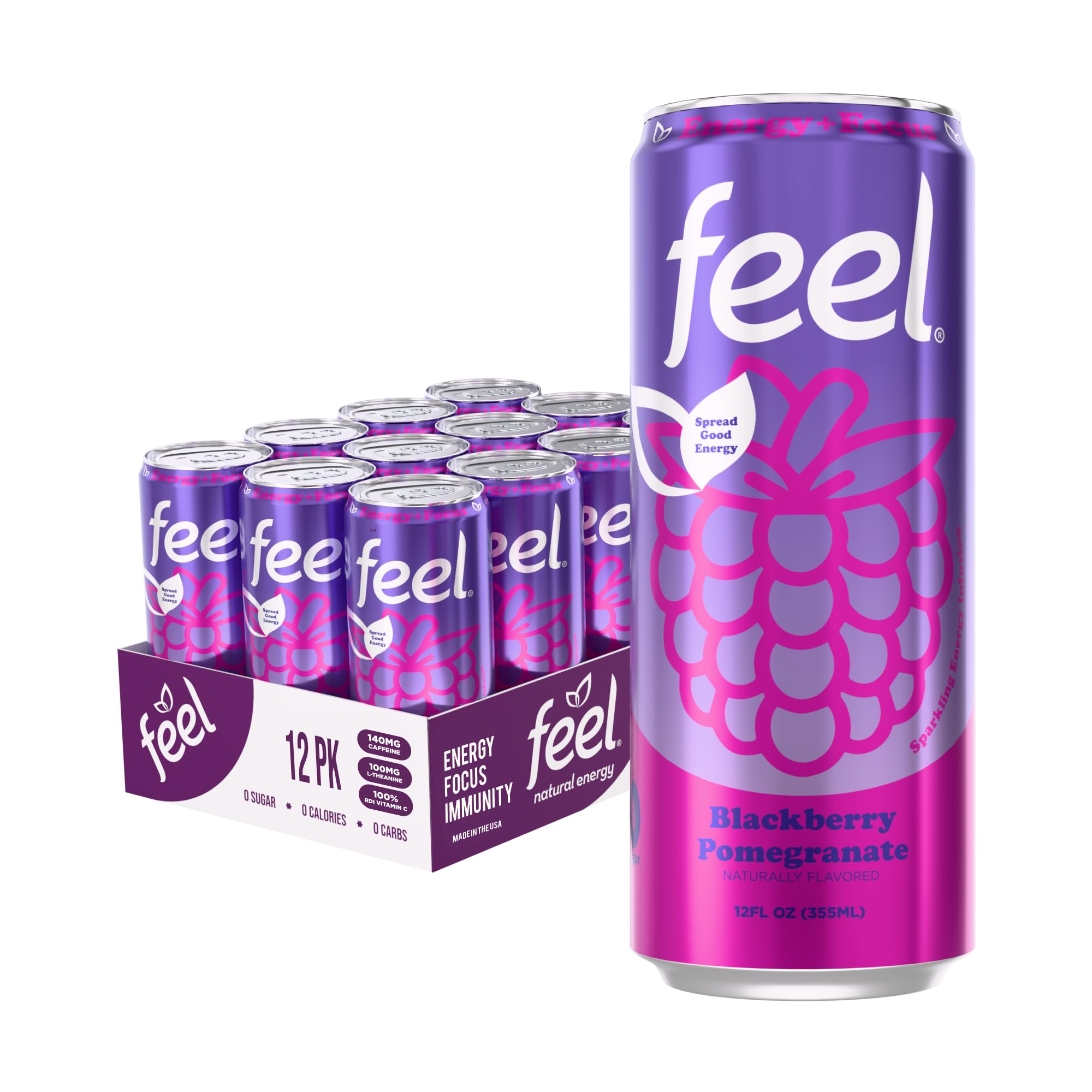 Amazon.com : FEEL Blackberry Pomegranate – Zero Sugar Sparkling