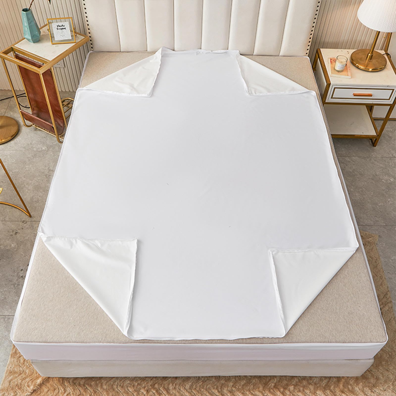 Sábana bajera ajustable con cremallera de 90 x 190 pulgadas, protector de colchón personalizable, impermeable, funda de colchón individual, doble/king, transpirable, antipolvo, lavable, totalmente