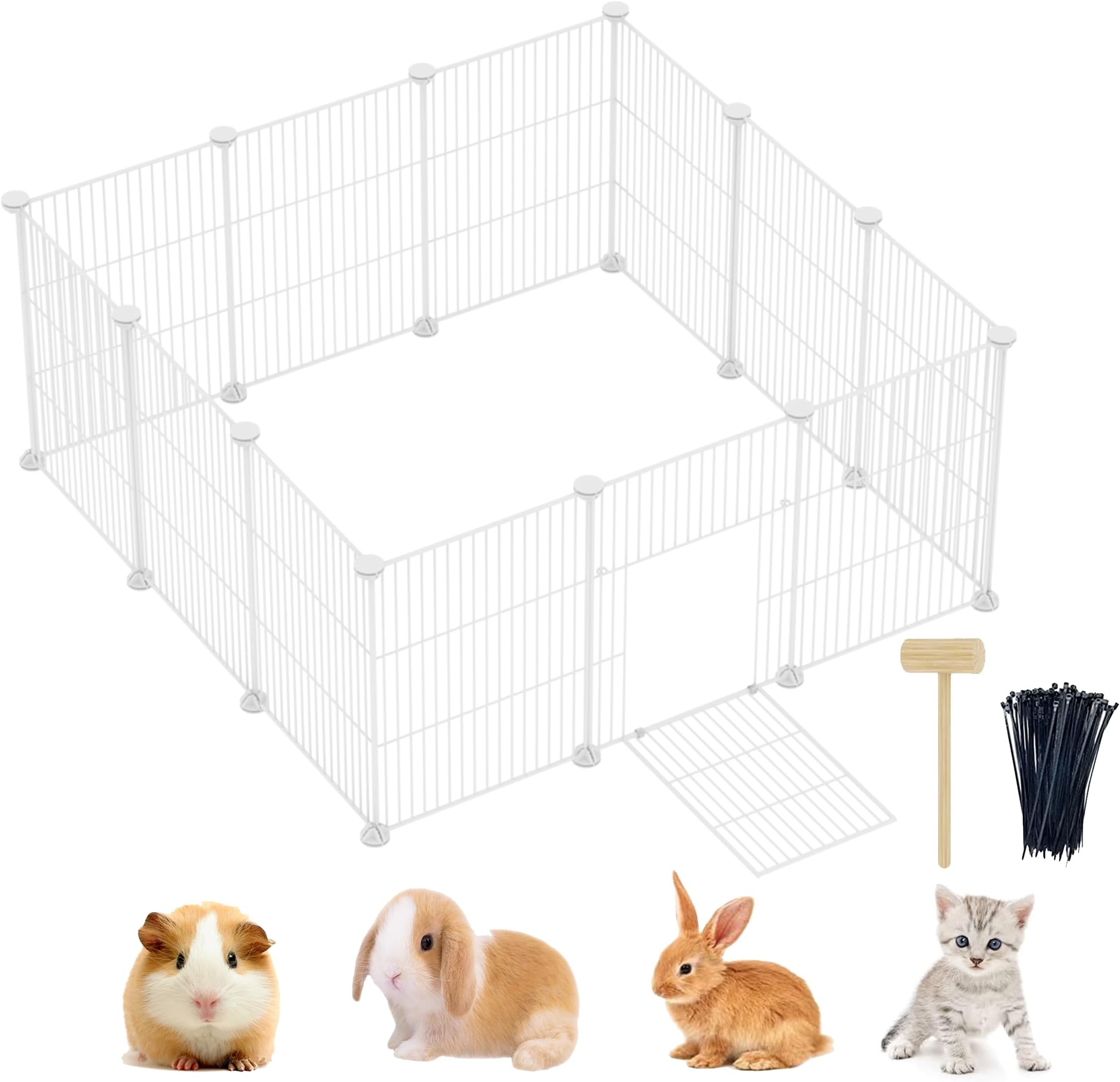 Lxvckly Pet Playpen, Small Animals Playpen with Door, Encrypted Metal ...