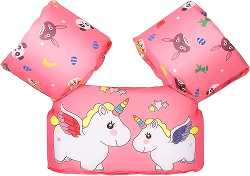 MoKo Banda para el brazo de natación para niños de 20-30-40-50 libras, chaleco de natación para niños pequeños, lindo chaleco de natación de dibujos