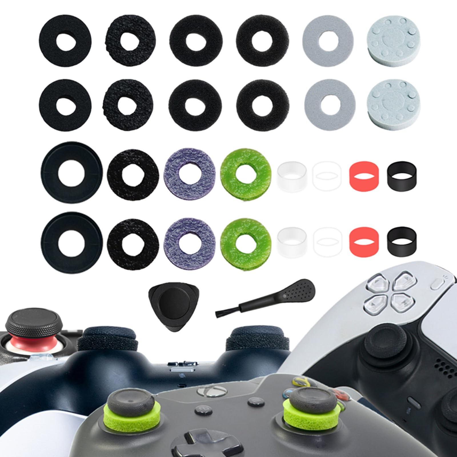 28 Pcs Precision Rings, Aim Assist Target Motion Control, 14 Different Strengths Joystick Protector Compatible with PlayStation 4 PS4, PS5, Xbox One,