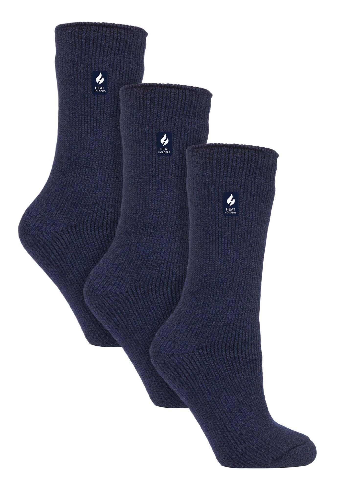 Heat Holders Women's Navy 3 Pairs Original Thick Winter Thermal Socks In Size 4-8