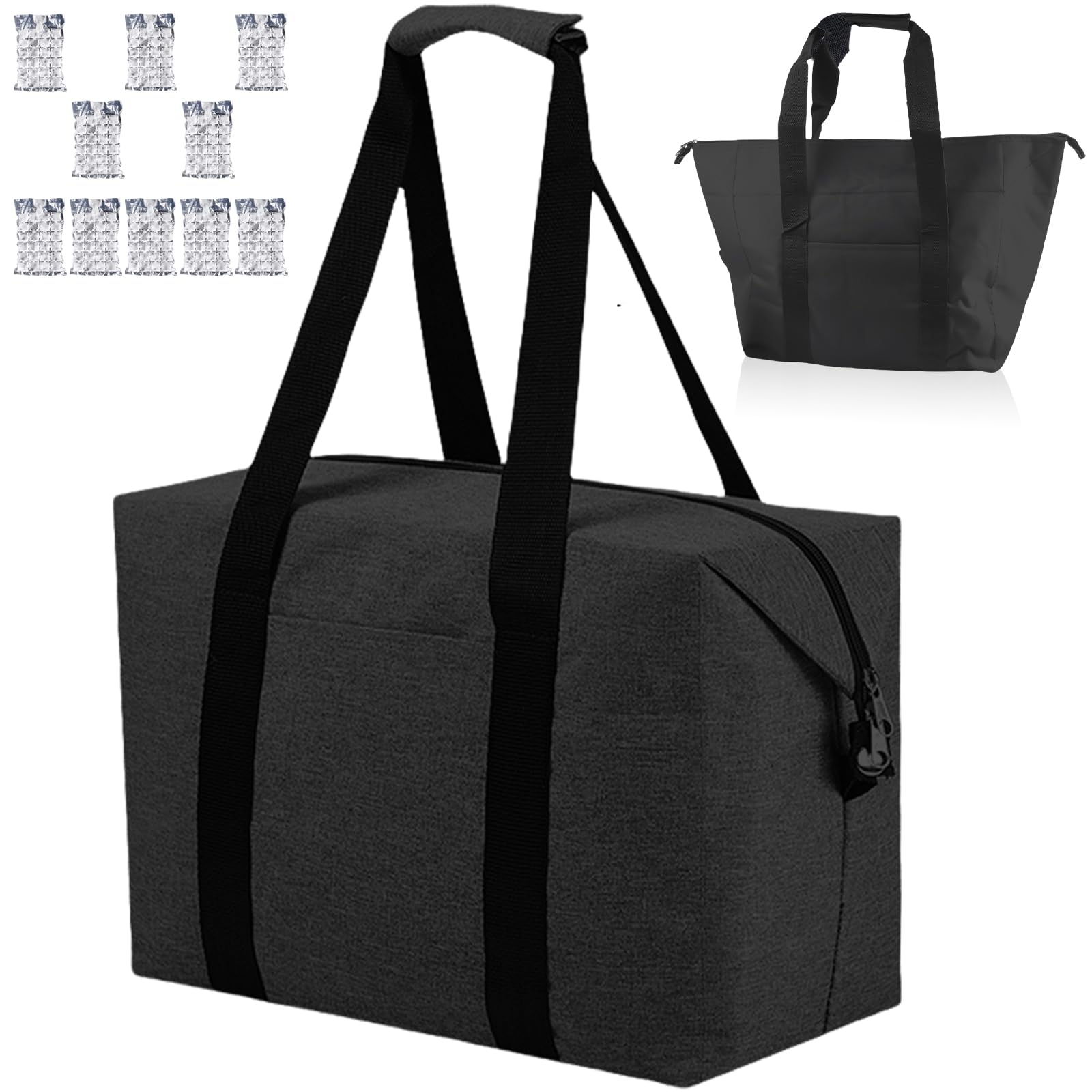 Gomety Bolsa isotérmica plegable de 20 l, grande, plegable, bolsa térmica, ideal para camping y pícnic, color negro