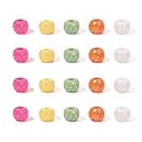 Bocar 5 Color 20pcs Mix Beads for Crafts Jewelry Making Big Hole Ball Bead Charms Colorful Spacer Beads for Necklace Earring Bracelet (PJ-01) (mix)