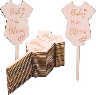 30Pcs Baby in Bloom Succulent Tags Wedding Favors, Hexagon Plant Sticks Wooden Stake Signs for Wedding Bridal Shower Baby Shower Anniversary Succulent Party Wraps for Favors
