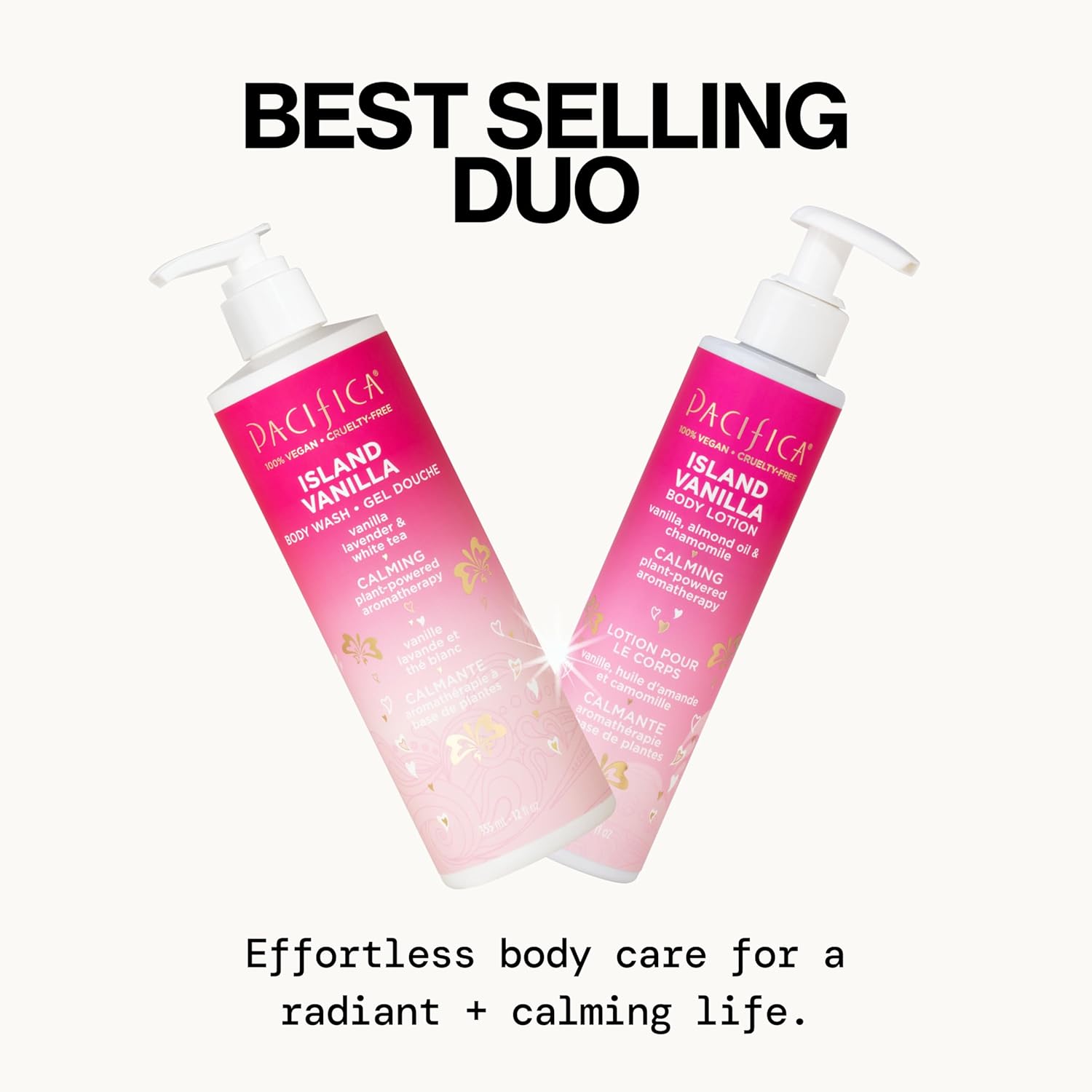 Pacifica Island Vanilla Body Care Set – Body Wash & Body Lotion Duo for Dry Skin, Nourishing Vanilla Bath Set, Moisturizing Sulfate-Free Cleanser and Hydrating Lotion, Vegan & Cruelty-Free - Image 2