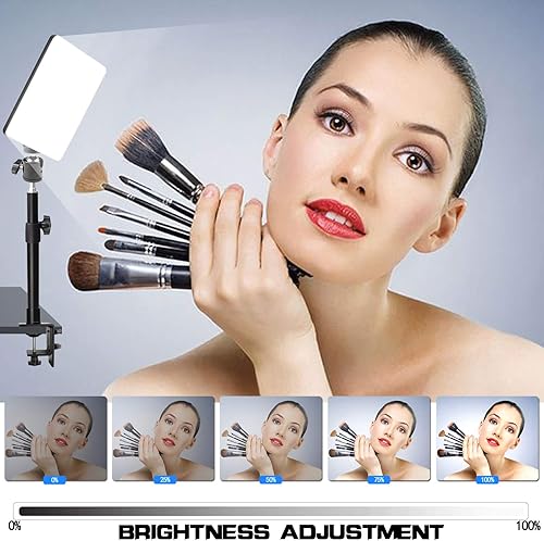 Miniatura 3 de Luz LED de video bicolor para escritorio, luz clave con soporte de abrazadera en C, 2700K-5700K regulable, control remoto inalámbrico, iluminación