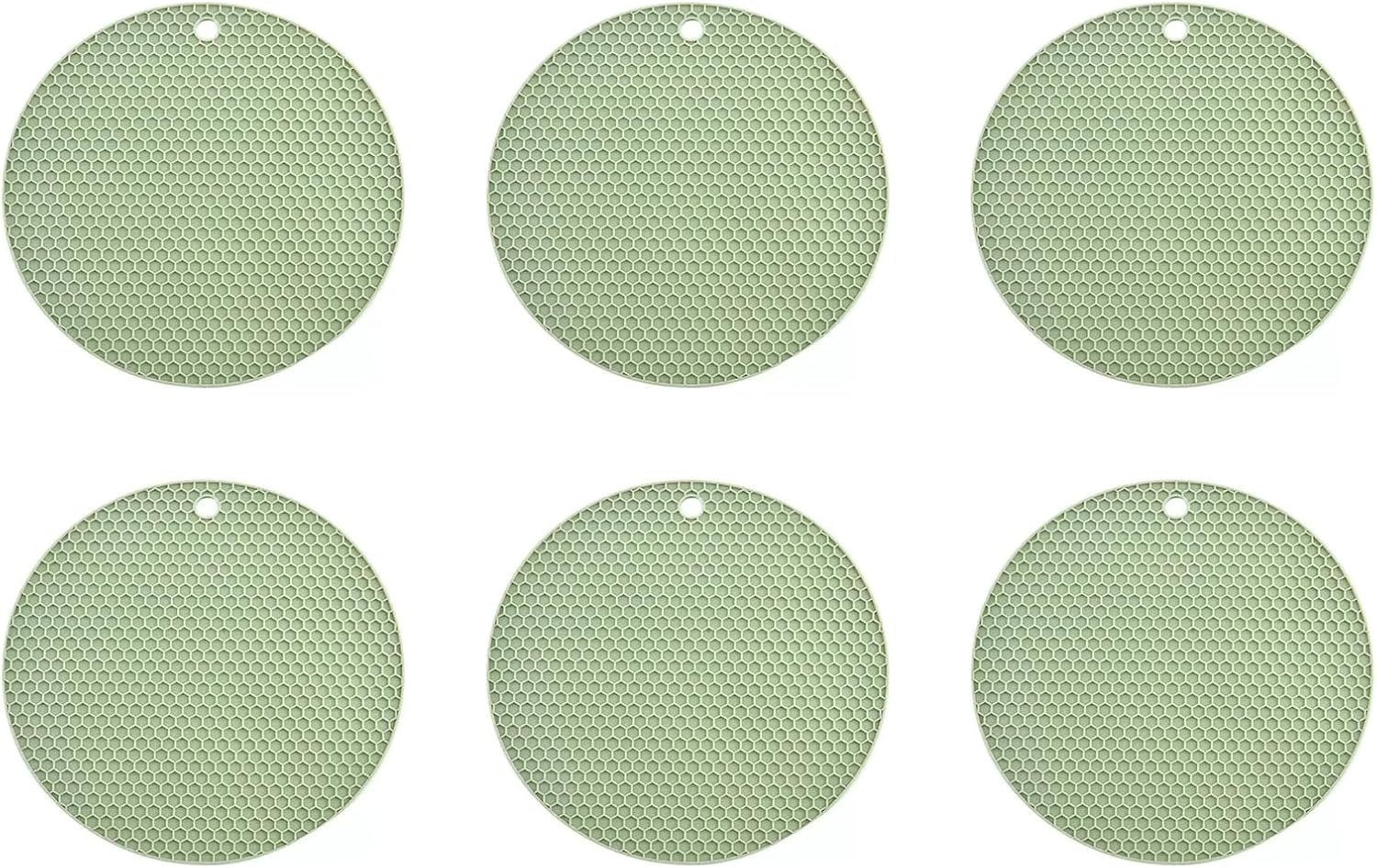6 Pack Silicone Trivets Mat, Non-Slip Heat Resistant Pot Holders for Hot Pots and Pans, Silicone Mats for Kitchen/Countertop/Table (Blue)