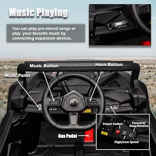 Miniatura 6 de sopbost Vehículo de conducción todoterreno UTV de 4 x 4 con control remoto de 12 V y 10 AH para montar en camión juguetes para niños grandes