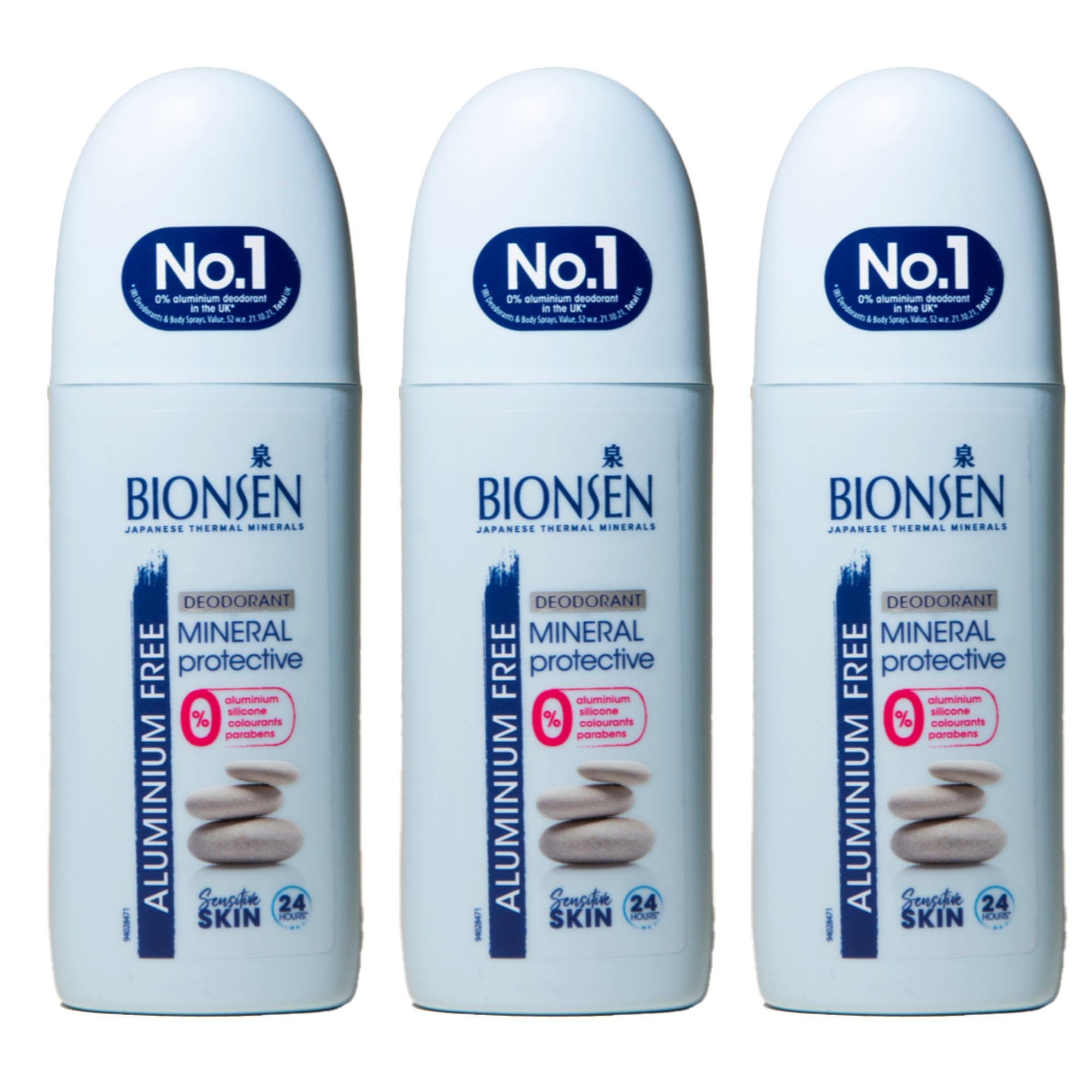 Bionsen Mineral Protective Pump Spray Deodorant, 0 Percent Aluminum, Paraben Free, All-Day Freshness for Sensitive Skin, 100ml, 3 Pack