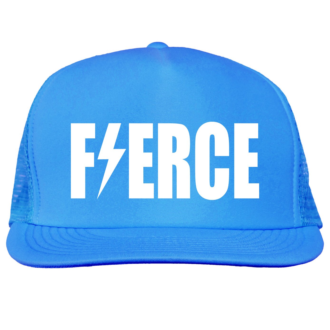 Fierce Lightning Bolt Bright neon Truckers mesh snap Back hat in Neon Blue - One Size