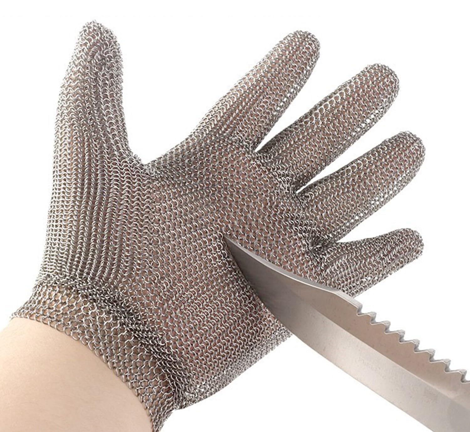 Guanti resistenti al taglio per lavoro di sicurezza, guanti antiscivolo in maglia di maglia per la lavorazione della carne, guanti resistenti in acciaio inossidabile per protezione e destrezza