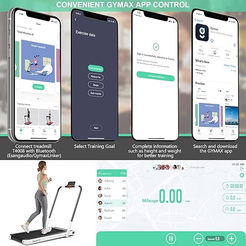 Miniatura 6 de Goplus - Caminadora plegable 2 en 1, 2.25 HP para poner debajo del escritorio, sin instalación, con control de aplicación, control remoto, altavoz,
