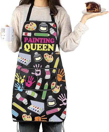 Miniatura 6 de MNIGIU Delantal ajustable para pintor, pintura de regalo, con bolsillos, divertido regalo temático para artistas