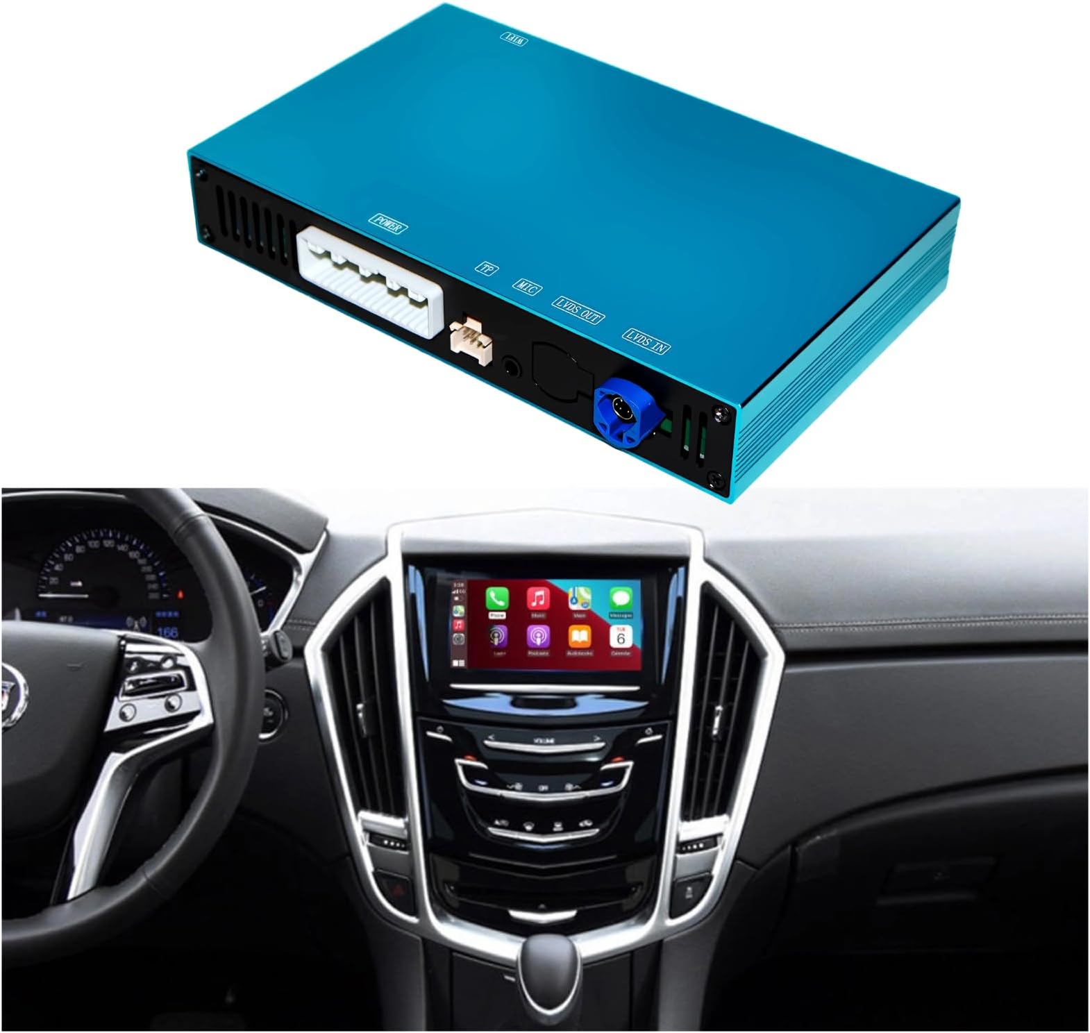 Wireless CarPlay & Android Auto Interface for Cadillac SRX (2013-2016) with CUE System - Full Touchscreen Control - Lag-Free Performance Module - Plug & Play